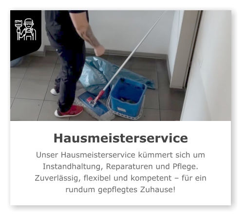 Hausmeisterservice + Unser Hausmeisterservice kümmert sich um Instandhaltung, Reparaturen und Pflege. Zuverlässig, flexibel und kompetent – für ein rundum gepflegtes Zuhause!